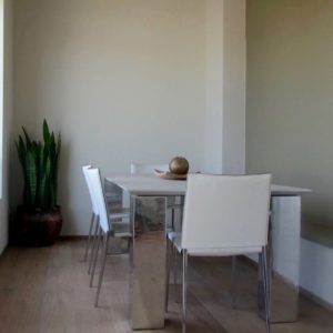 Sala Pranzo Acciaio Cemento Cuoio Residenza Cesenatico